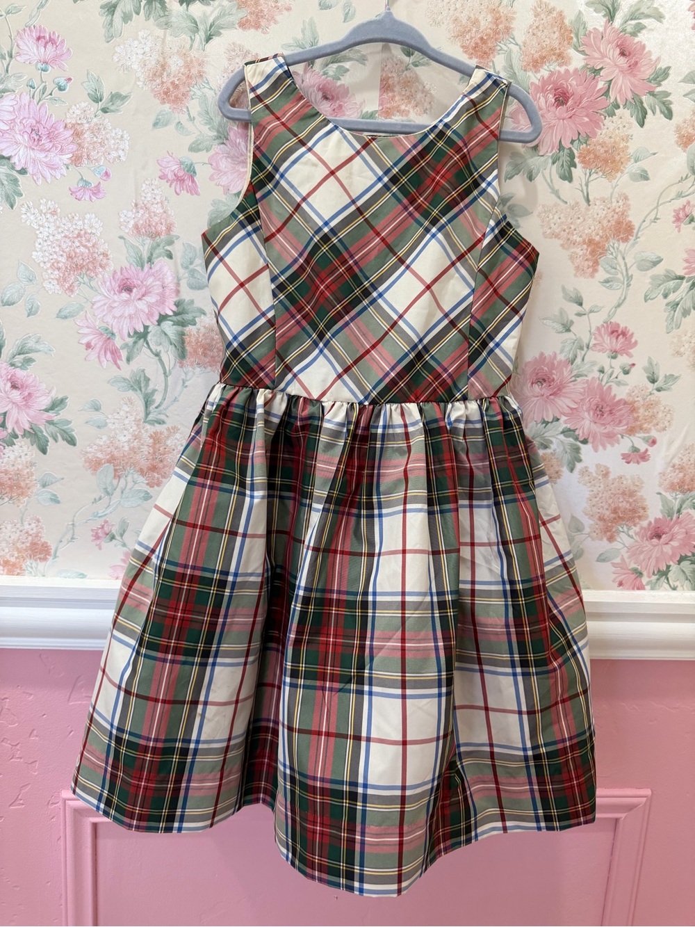 Ralph Lauren Cream Plaid Holiday Party Dress